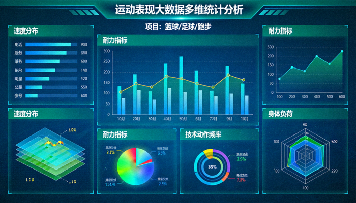 多维运动表现与战术雷达图谱展示界面