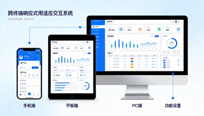 多设备跨终端响应式自适应交互系统界面示意图