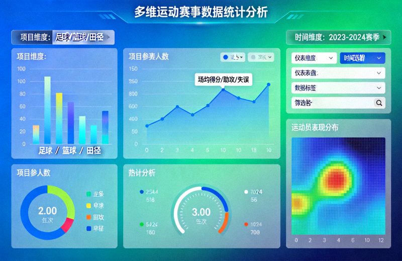 多维运动赛事数据图表与统计分析界面