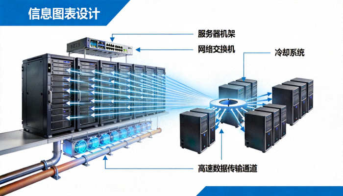 服务器机房及高速数据流中心示意图