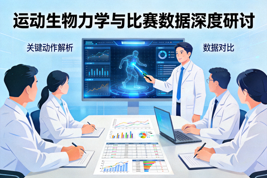 科研人员正在对运动生物力学与比赛数据进行深度研讨