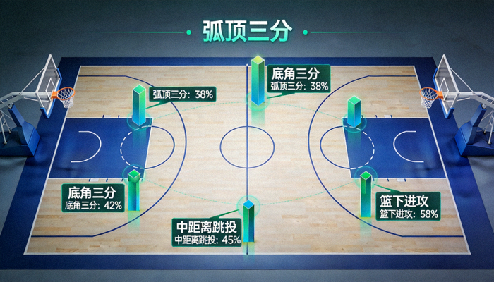 室内篮球场技战术投篮点位与命中率统计分析