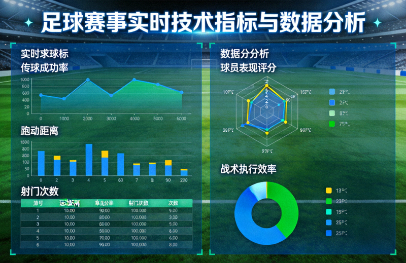 足球赛事实时技术指标与数据分析图表