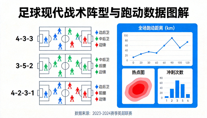 足球现代战术阵型与跑动数据图解